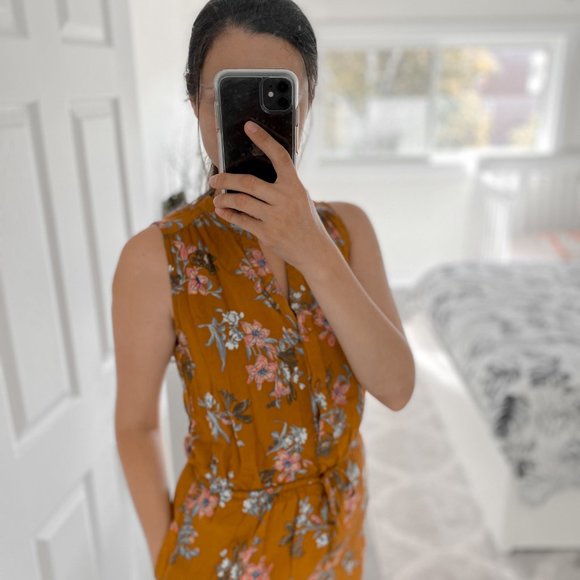 La Classe Couture Mustard Floral Print Mini Dress - Picture 2 of 5